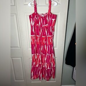 London Times Adjustable Strap, Smocked back Women's Dress with pockets